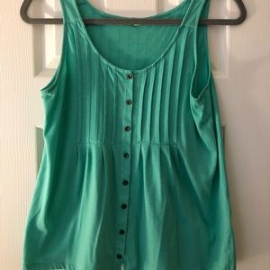 JCrew Turquoise Button Front Tank Top
